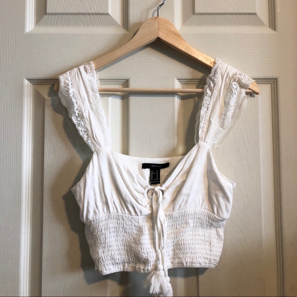 White lace crop top